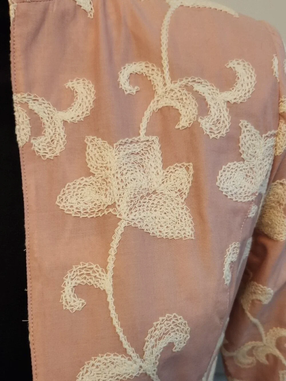 Women's Dusty Pink Embroidered Open-Front Blazer Jacket